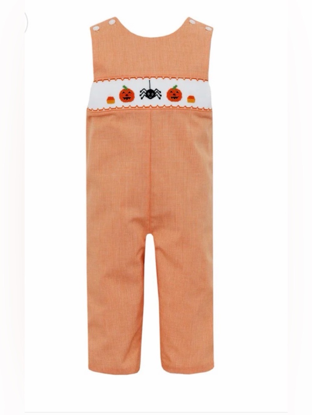 PETIT BEBE Boys Gingham Smocked Halloween Longall - 18M